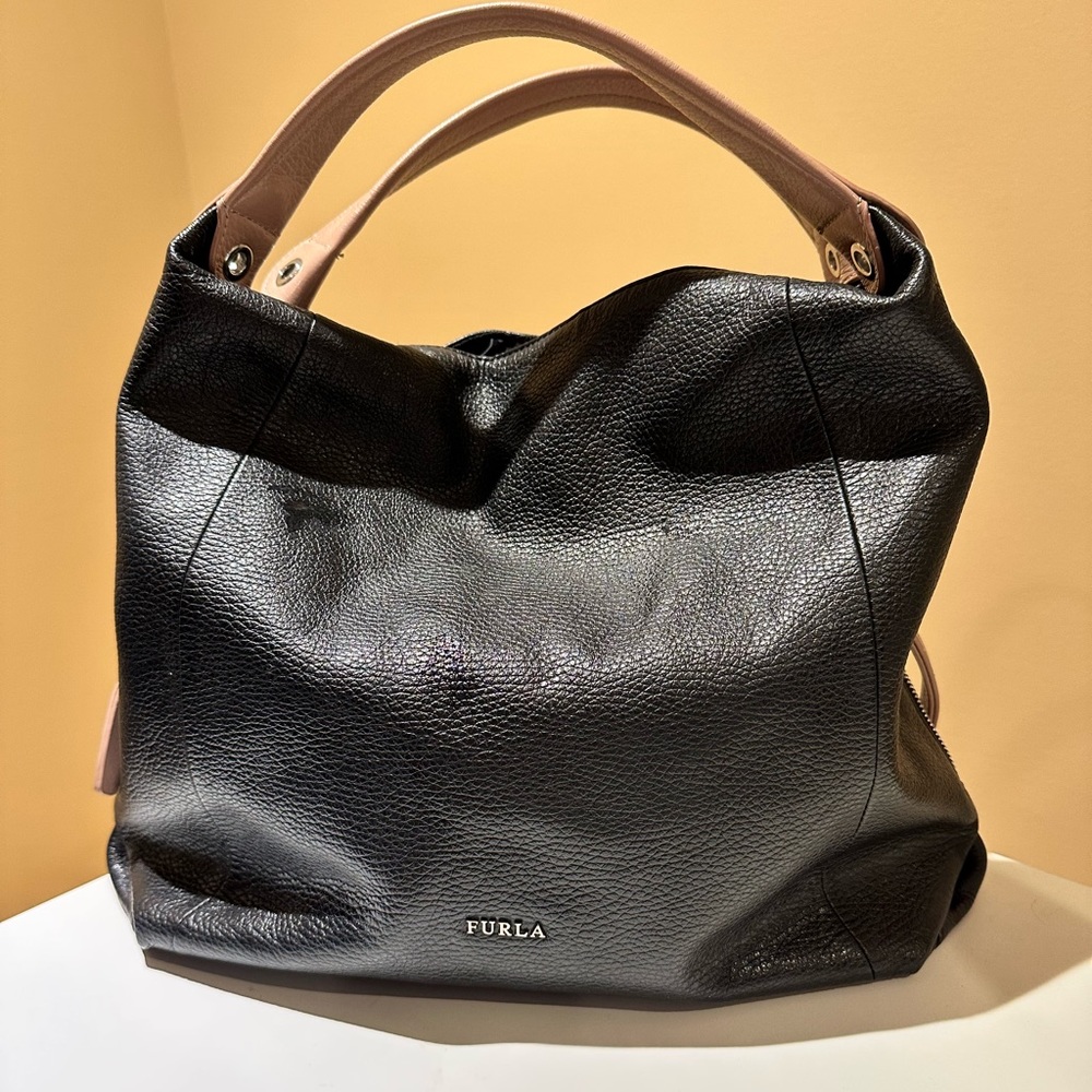 FURLA Authentic Black and Tan Purse Bag